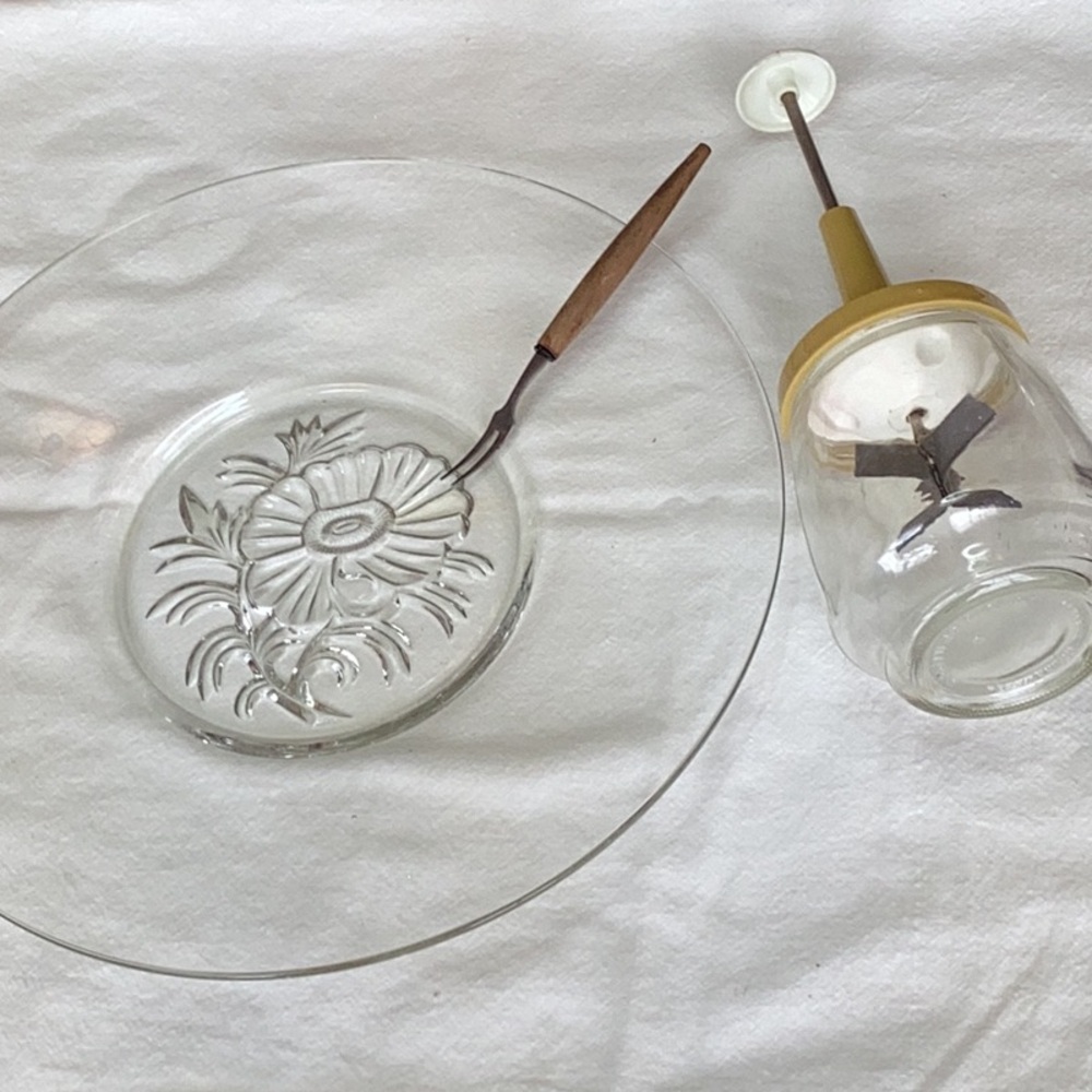 FINAL SALE PRICE Vintage Serving Platter w/fork & Nut Chopper